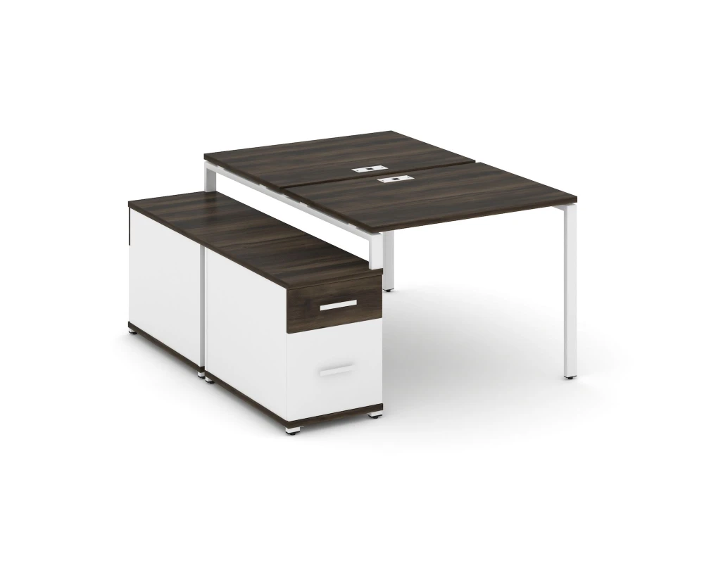 Рабочая станция 2 места с двухсторонней опорной тумбой CN.DRS-305 W 980/1346x1480x750 Концепт / Concept